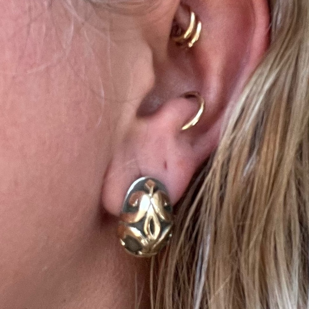 John Hardy 18k Yellow Gold and Sterling Silver Buddha Belly Earrings